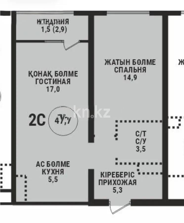 Продажа 2-комнатной квартиры, 47.7 м² в Алматы