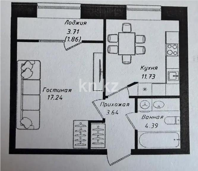 Продажа 1-комнатной квартиры, 39 м² в Астане