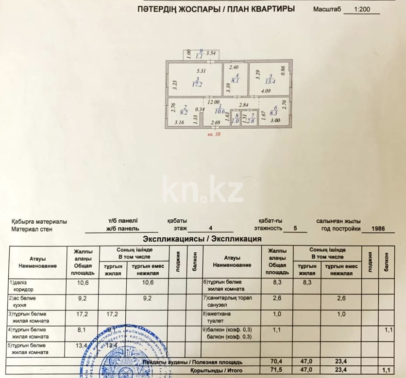 Продажа 4-комнатной квартиры, 71.5 м², ул. Конституции, дом  21 - К. Байсеитовой - Продажа квартир в Казахстане фото 11 из 11