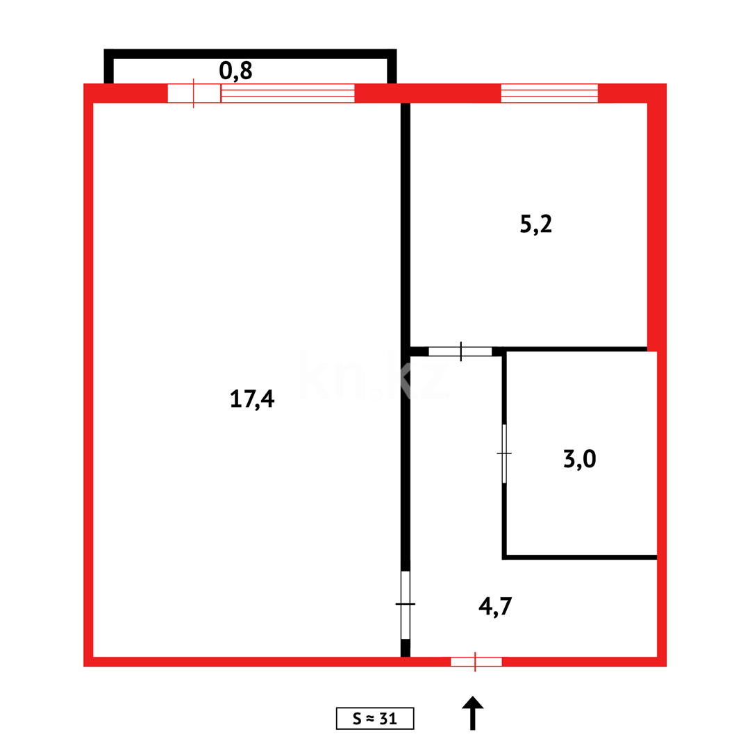 Продажа 1-комнатной квартиры, 32 м² - Недвижимость в Темиртау фото 12 из 12