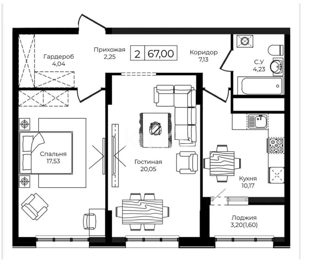 Продажа 2-комнатной квартиры, 67 м², ул. Анет баба, дом  4 в Астане Продажа 2-комнатной квартиры, 67 м², ул. Анет баба, дом  4 в Астане