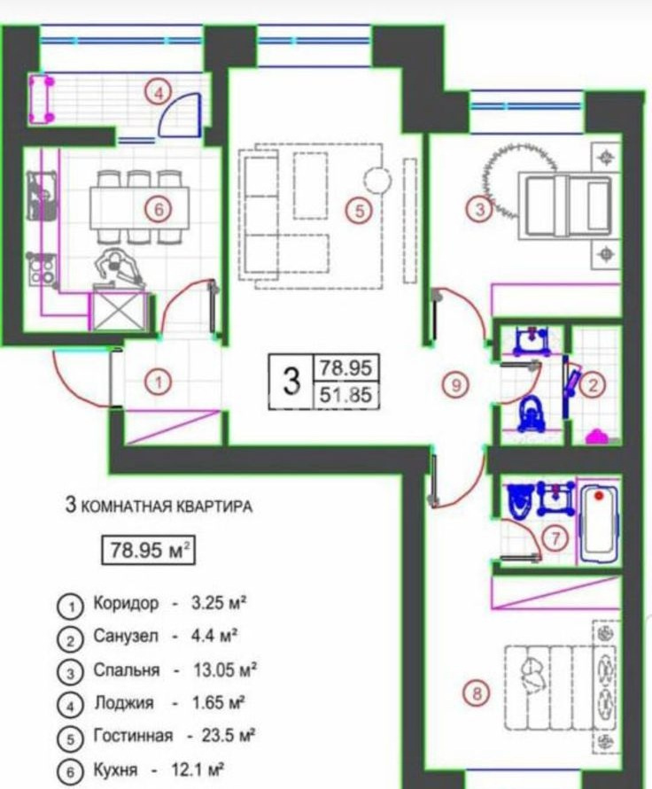 Продажа 3-комнатной квартиры, 79 м² в Астане - фото 14