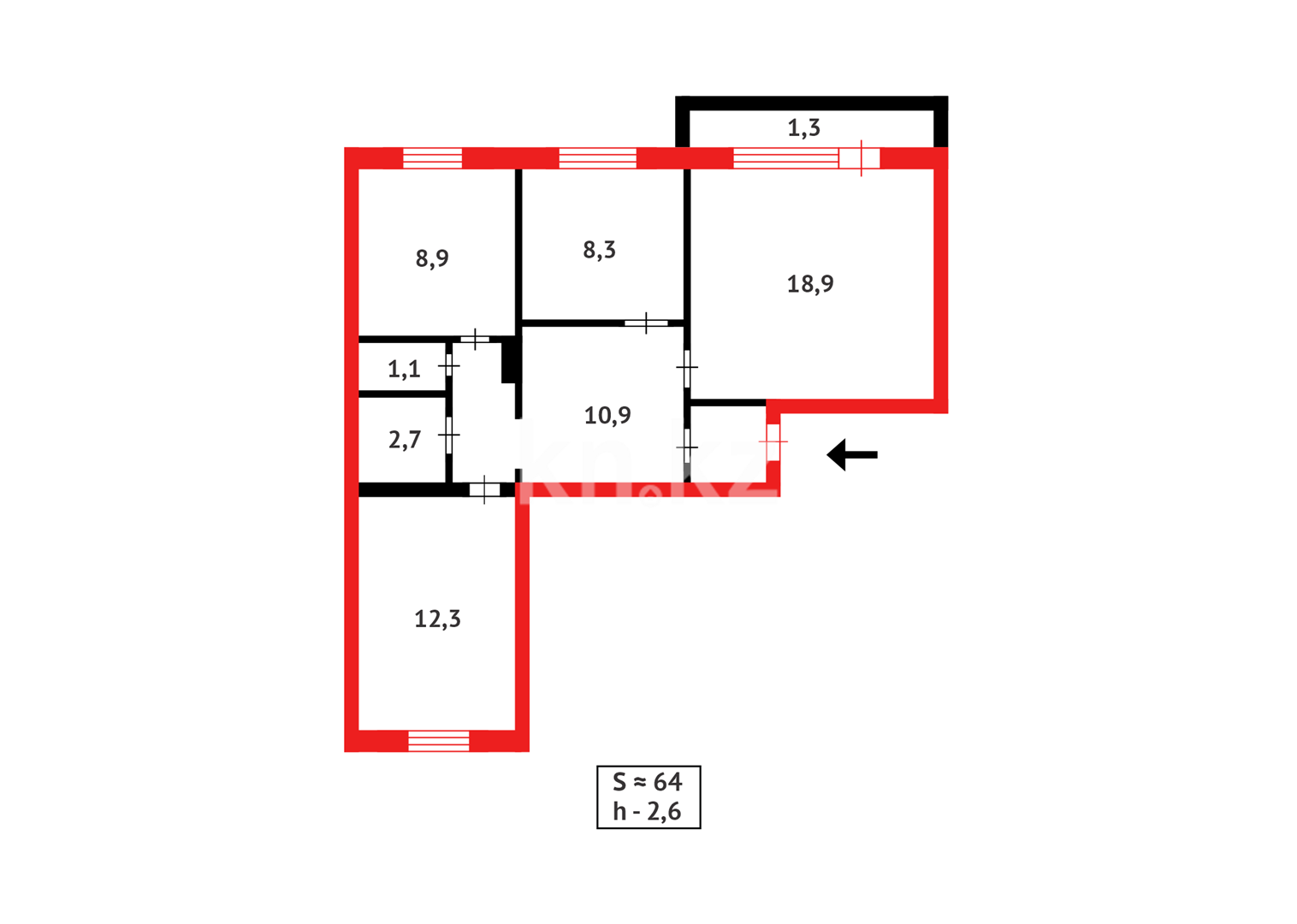 Продажа 3-комнатной квартиры, 64 м², мкр-н Гульдер-1 в Караганде - фото 25