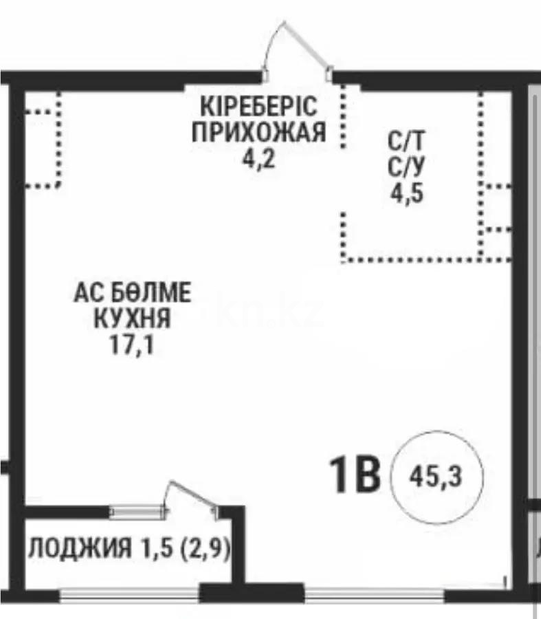 Продажа 1-комнатной квартиры, 45.3 м² - Недвижимость в Казахстане - страница 34 фото 1 из 1