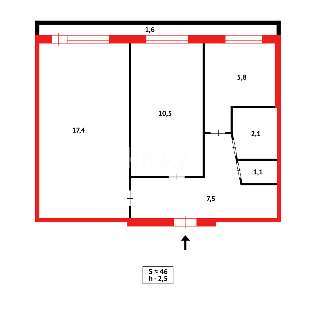 Продажа 2-комнатной квартиры, 46 м² в Караганде - фото 14