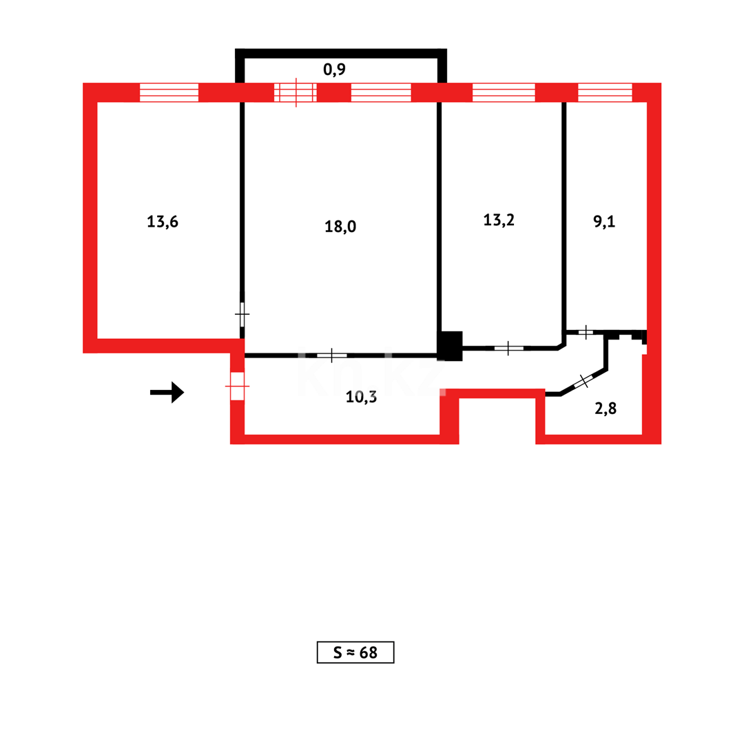 Продажа 3-комнатной квартиры, 68 м², пр. Бухар-жырау, дом  28 в Караганде - фото 18