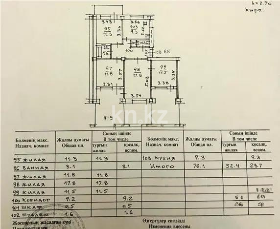 Продажа 4-комнатной квартиры, 91 м² - Продажа четырехкомнатных квартир от собственников в Алматы фото 6 из 6