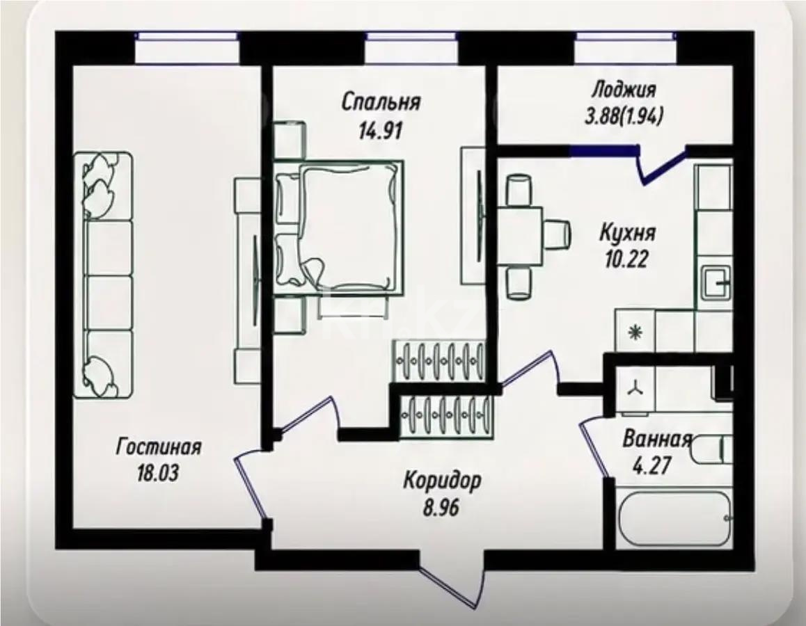 Продажа 2-комнатной квартиры, 58 м² в Астане