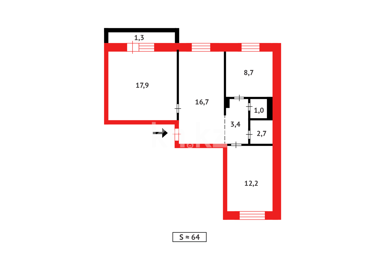 Продажа 3-комнатной квартиры, 64 м² - Продажа квартир в Караганде - страница 10 фото 14 из 14