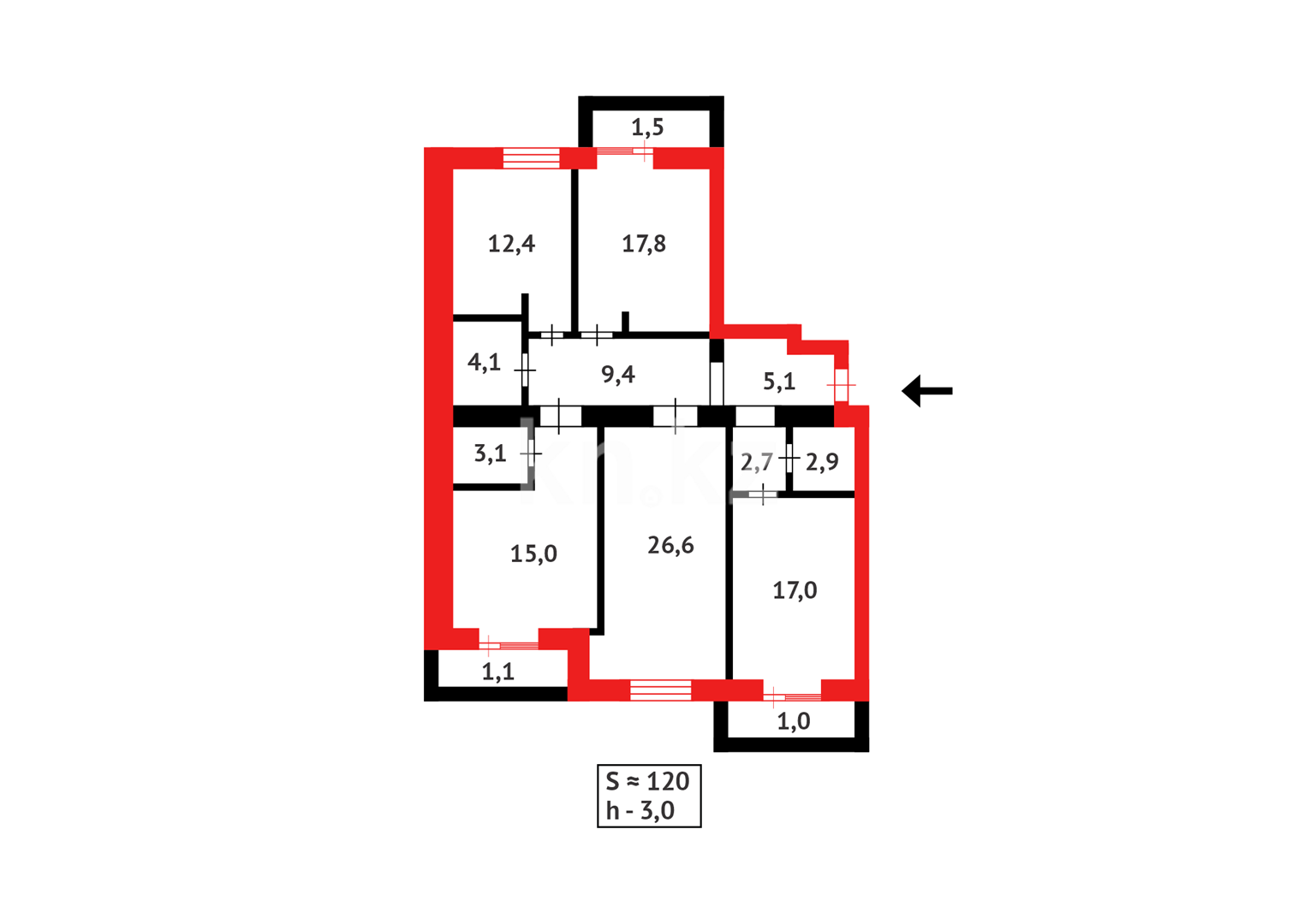 Продажа 4-комнатной квартиры, 120 м² в Караганде - фото 26