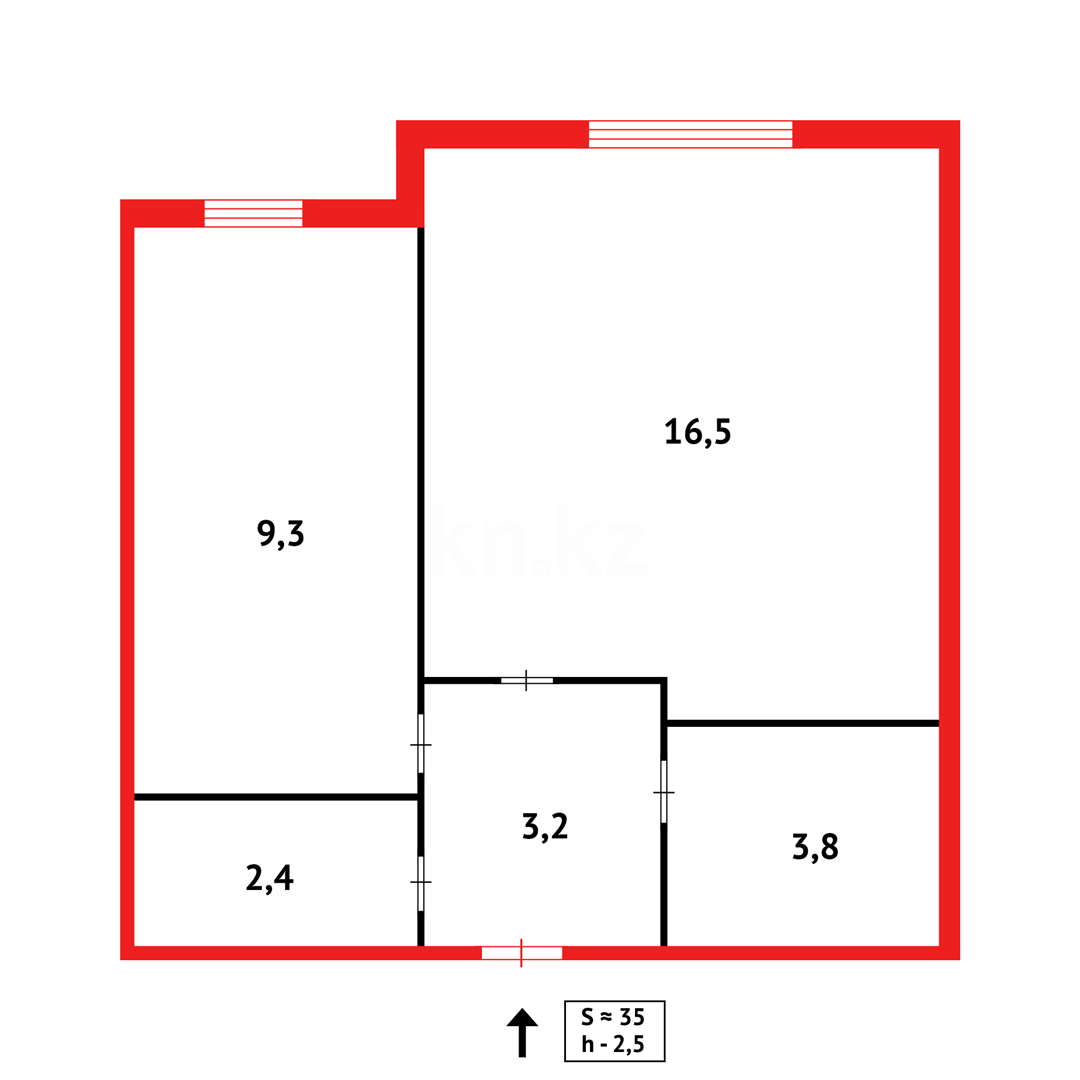 Продажа 2-комнатной квартиры, 37 м² - Продажа двухкомнатных квартир в кирпичном доме в Караганде - страница 29 фото 9 из 9