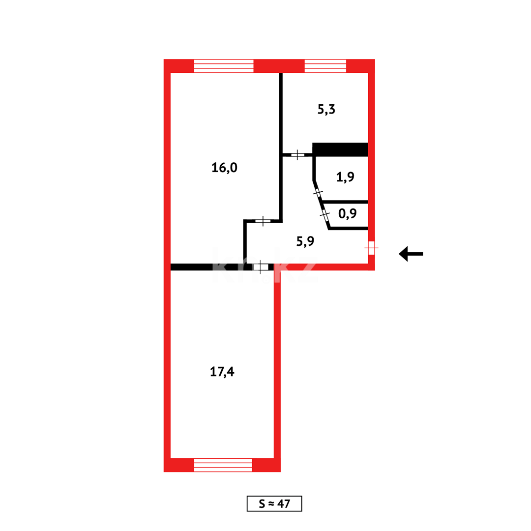 Продажа 2-комнатной квартиры, 47 м², ул. Абая в Темиртау - фото 11