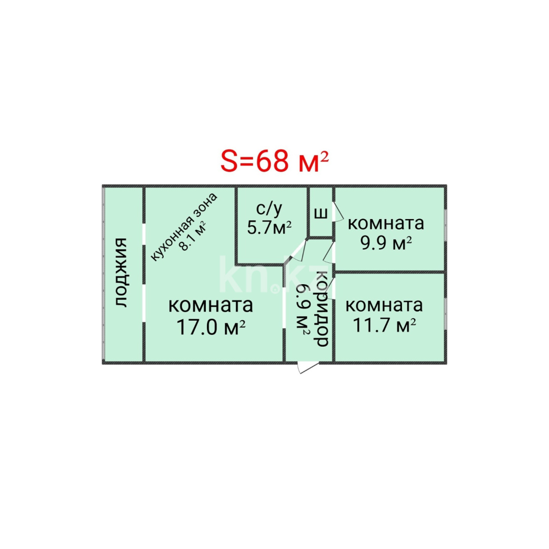 Продажа 3-комнатной квартиры, 68 м² - Продажа недвижимости в Костанае фото 2 из 16