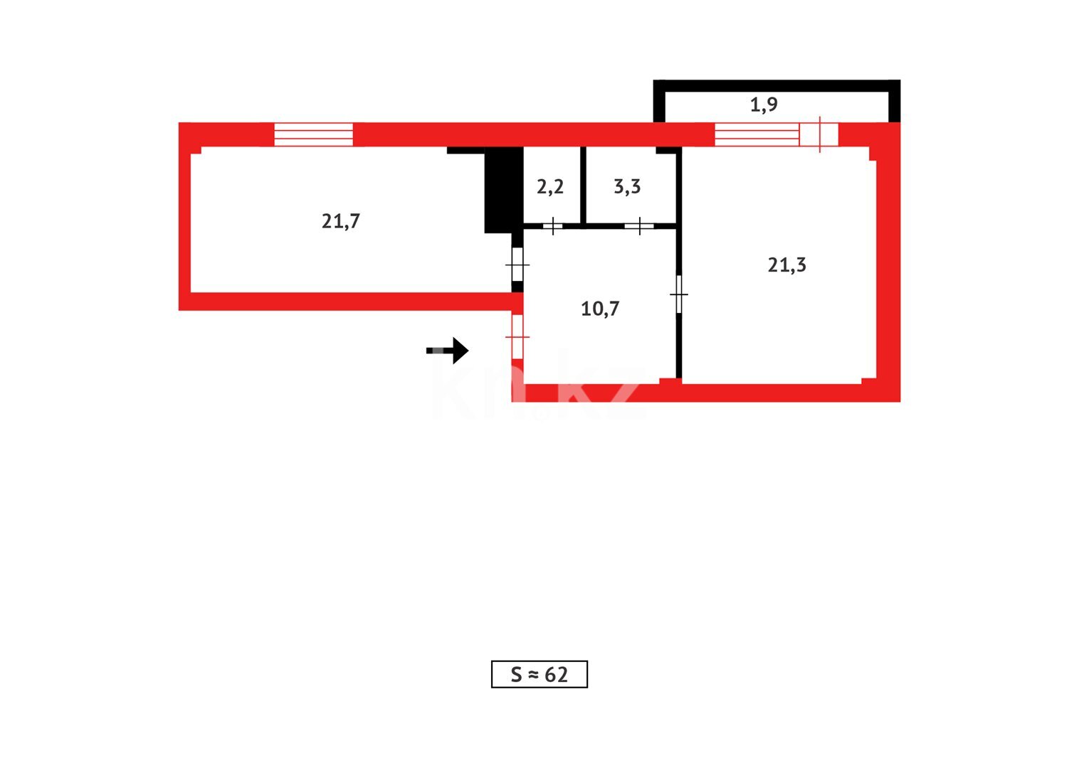 Продажа 2-комнатной квартиры, 62 м² в Караганде - фото 12
