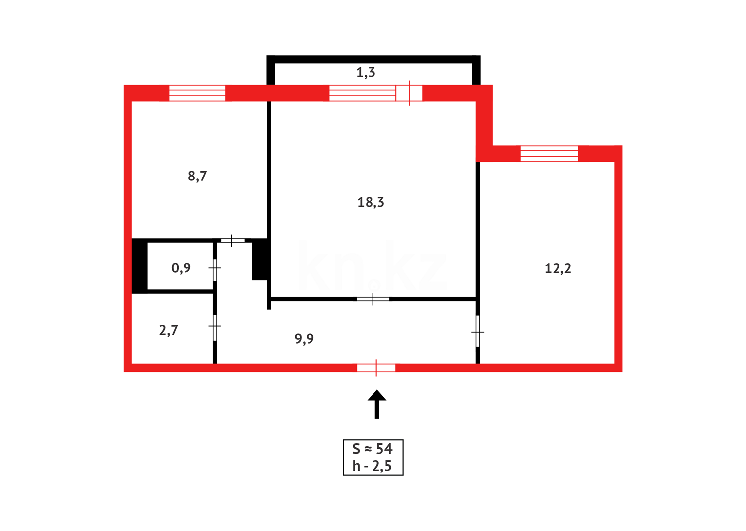 Продажа 2-комнатной квартиры, 54 м², мкр-н 9-й - Продажа квартир в Темиртау фото 10 из 10