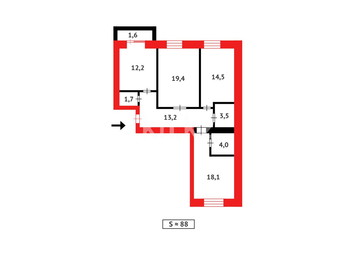 Продажа 3-комнатной квартиры, 88 м² - Продажа трехкомнатных квартир в кирпичном доме в Казахстане - страница 13 фото 20 из 20