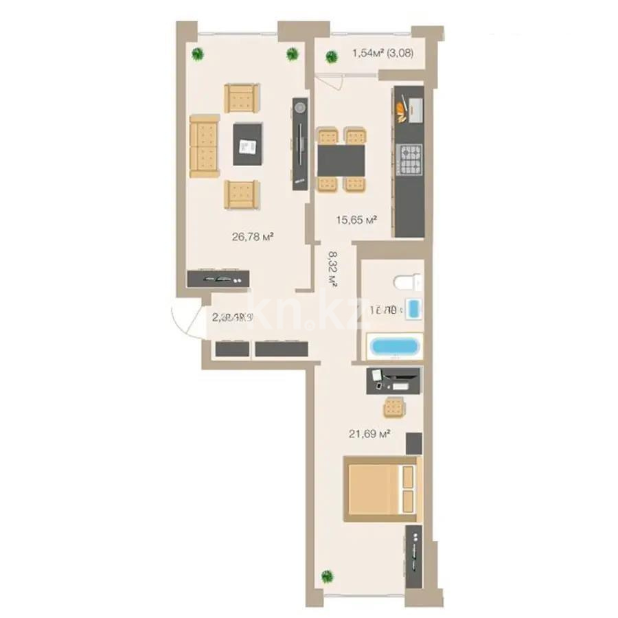 Продажа 2-комнатной квартиры, 82.5 м², ул. Е-882, дом  7 - Продажа квартир в Астане фото 1 из 1