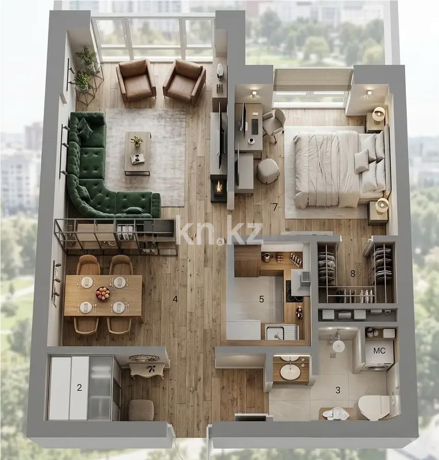 Продажа 2-комнатной квартиры, 45.5 м² в Алматы