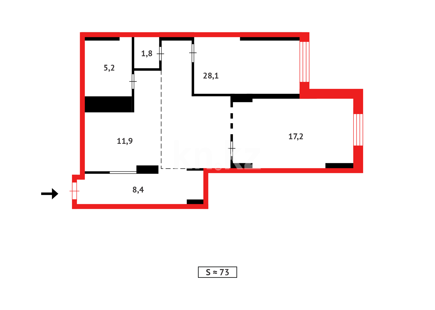 Продажа 3-комнатной квартиры, 72.6 м² в Астане - фото 8