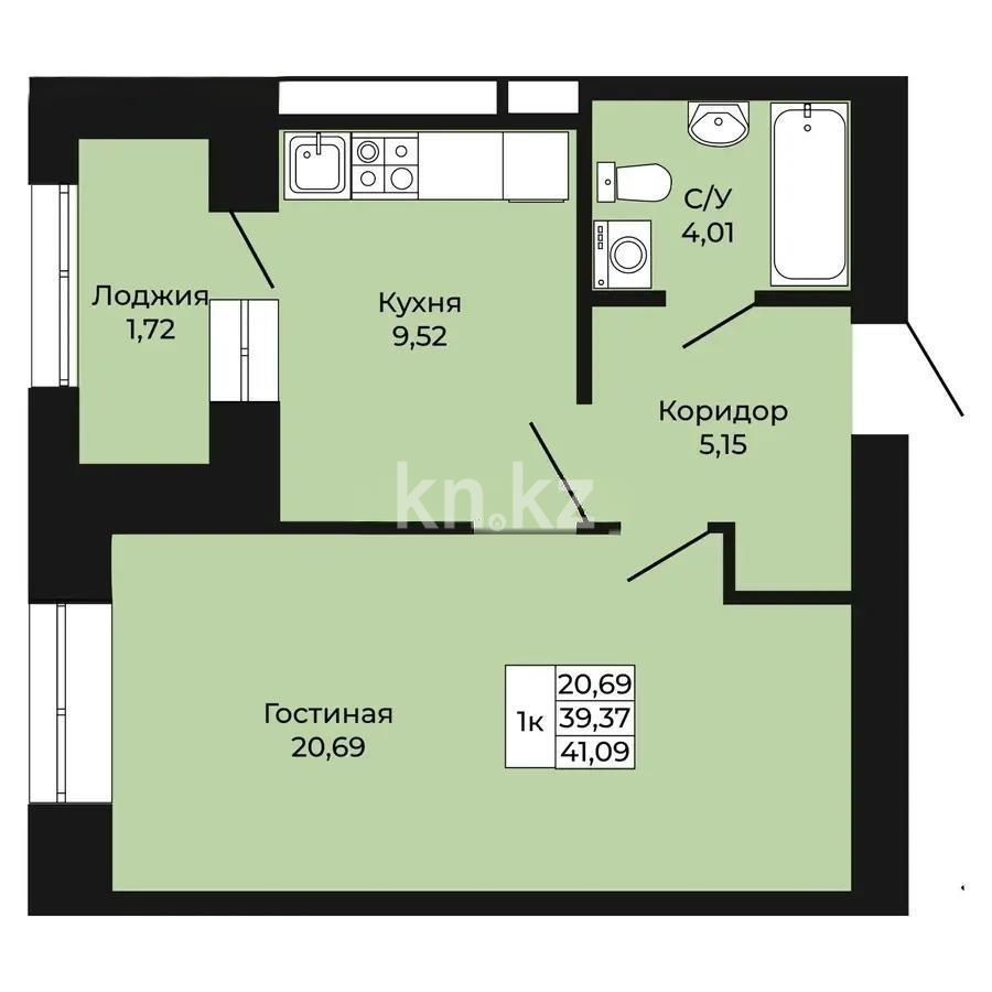 Продажа 1-комнатной квартиры, 42 м² - Продажа квартир в Казахстане - страница 15 фото 1 из 1