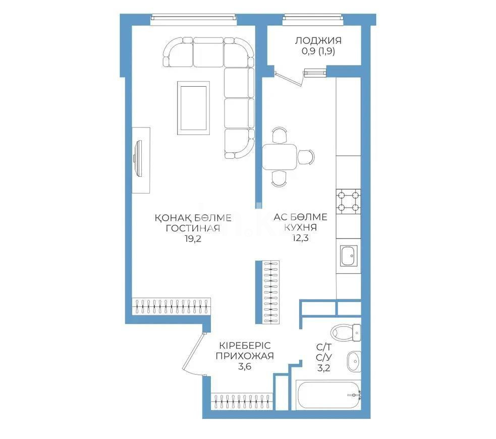 Продажа 1-комнатной квартиры, 39 м², пр. Райымбека, дом  590/15 - Продажа  однокомнатных квартир в Алматы с фото фото 1 из 1
