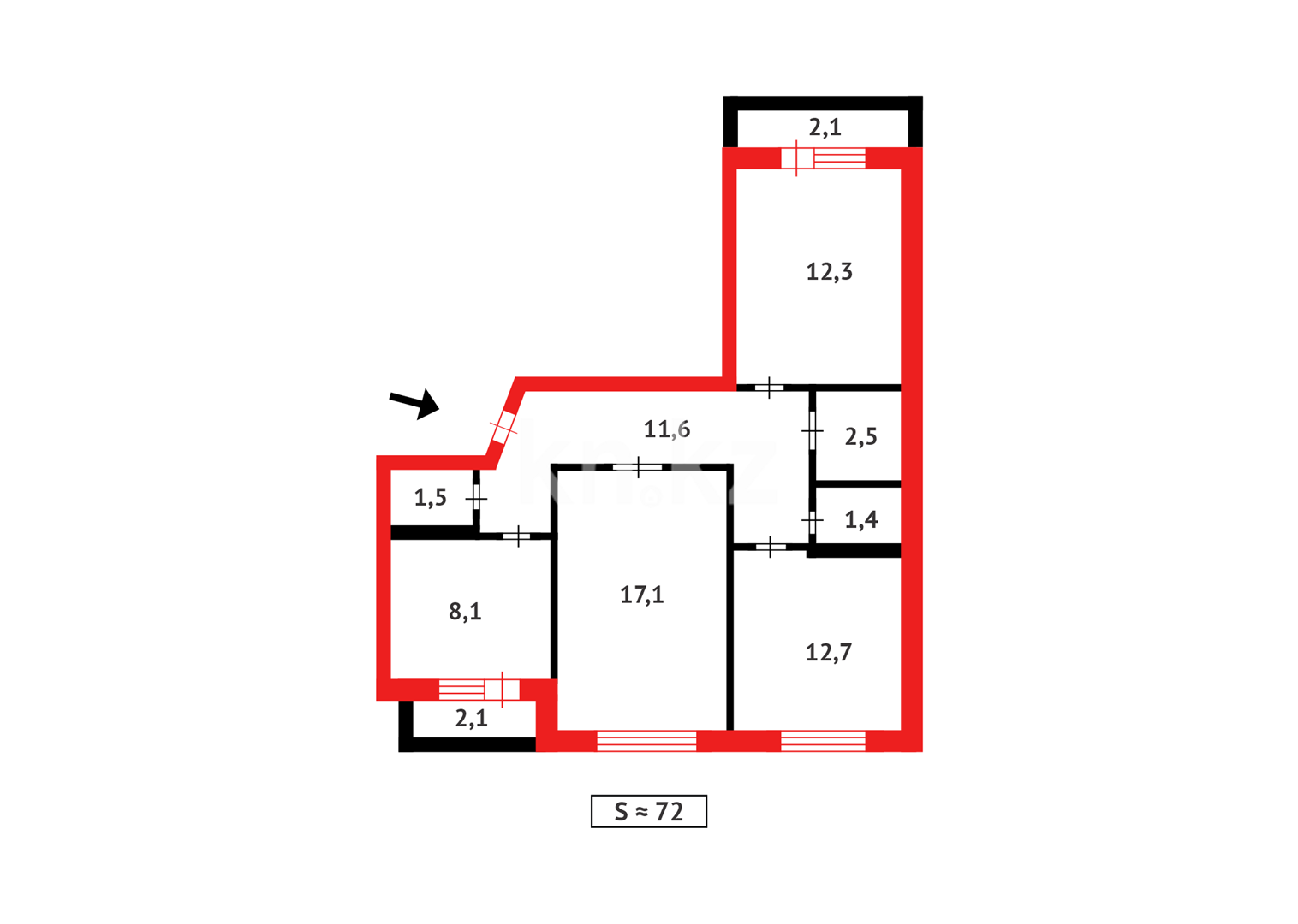 Продажа 3-комнатной квартиры, 72 м² - Продажа трехкомнатных квартир в панельном доме в Темиртау фото 15 из 15