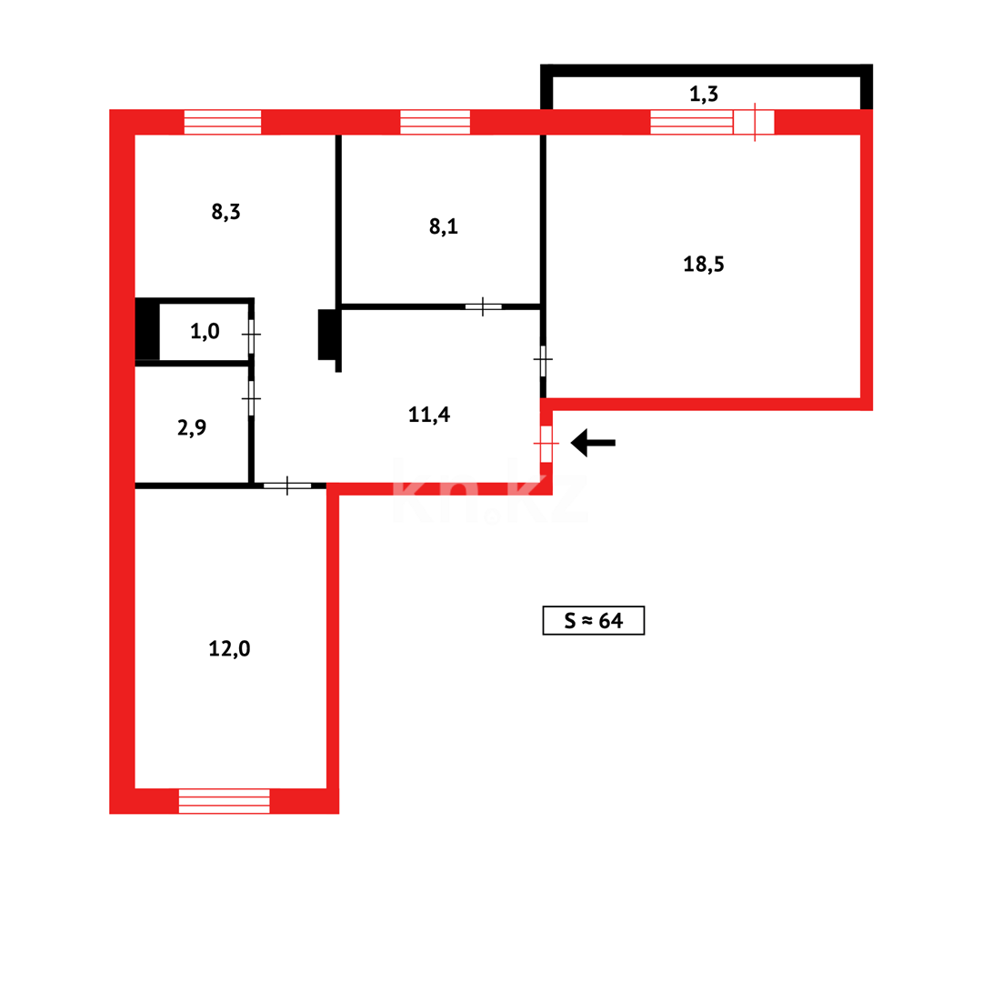 Продажа 3-комнатной квартиры, 65 м² в Темиртау - фото 14