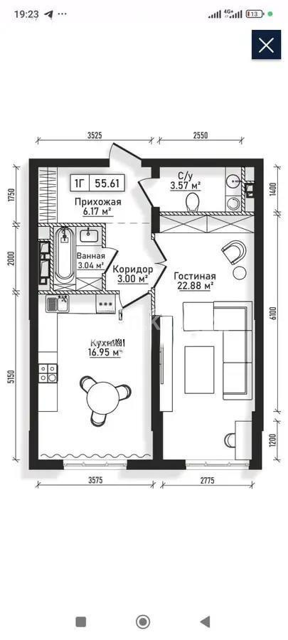 Продажа 2-комнатной квартиры, 55 м², пр. Абая, дом  118 - Продажа квартир в новостройках Алматы без посредников фото 1 из 1