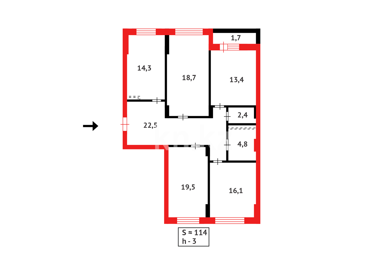 Продажа 4-комнатной квартиры, 114 м² - Продажа квартир в р-не Нура Астаны - страница 98 фото 16 из 16