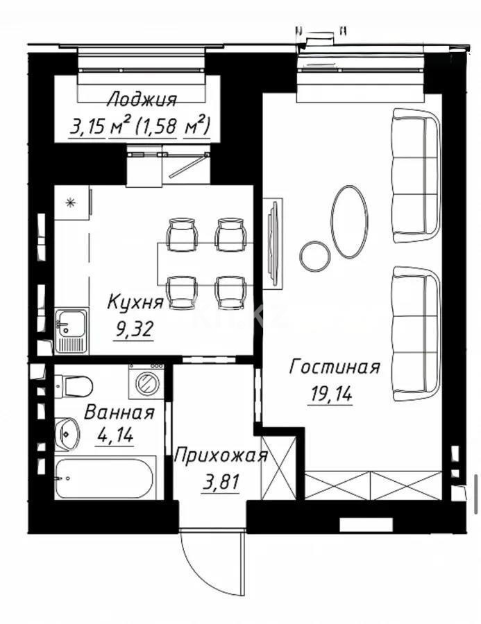 Продажа 1-комнатной квартиры, 38 м² в Астане