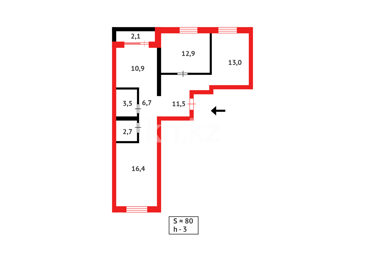 Продажа 3-комнатной квартиры, 80 м² в Караганде - фото 19