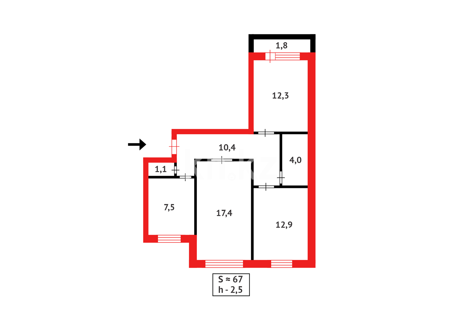 Продажа 3-комнатной квартиры, 67 м² в Темиртау - фото 15