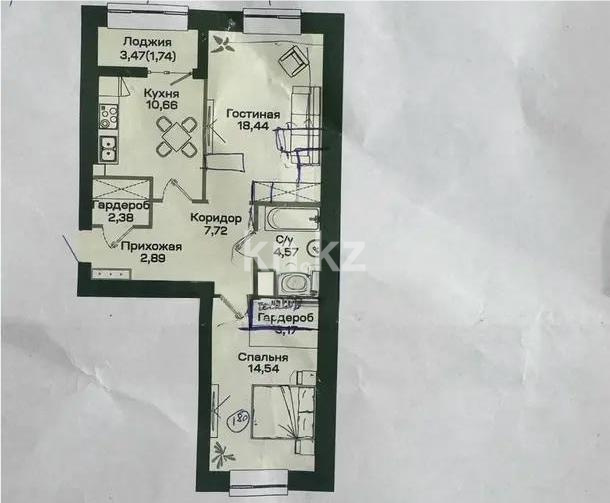 Продажа 2-комнатной квартиры, 66.11 м² в Астане