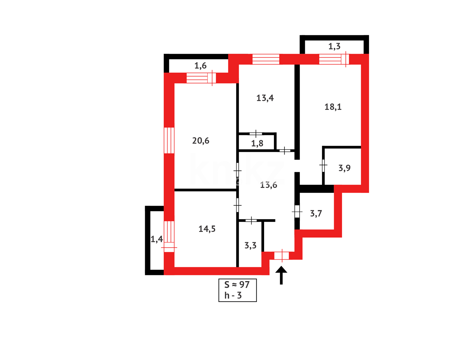 Продажа 3-комнатной квартиры, 97 м², ул. Букетова - Продажа  трехкомнатных квартир в Караганде фото 25 из 25
