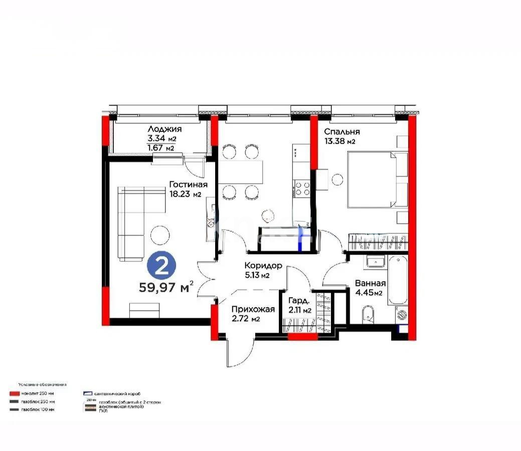Продажа 2-комнатной квартиры, 60 м², ул. Рыскулова, дом  16 - Продажа  двухкомнатных квартир в новостройках Астаны без посредников фото 1 из 1