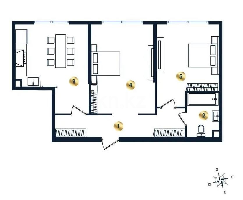 Продажа 2-комнатной квартиры, 69.86 м², ул. Сыбызгы, дом  100 стр - Продажа  двухкомнатных квартир в Алматы без посредников фото 1 из 1