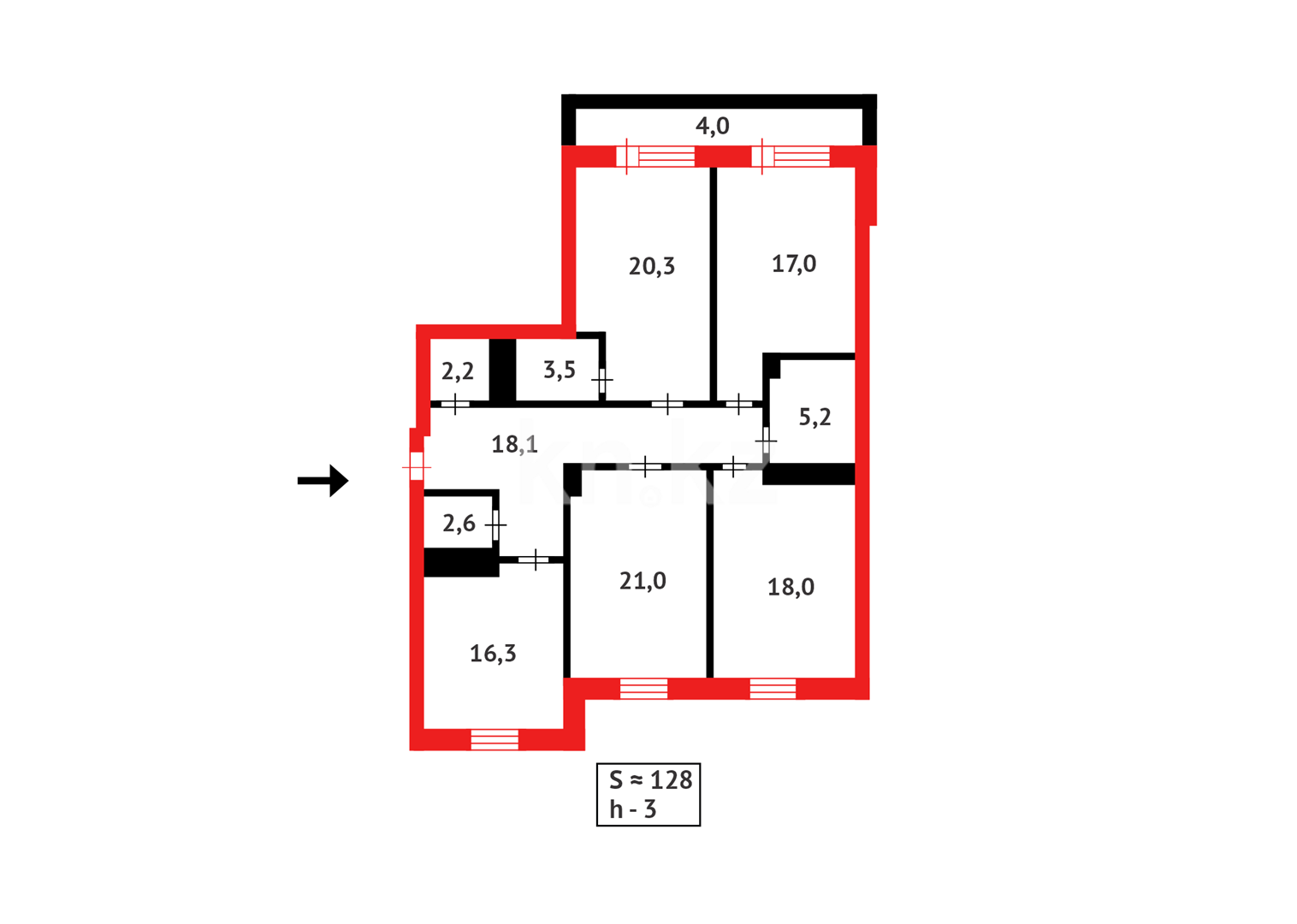 Продажа 4-комнатной квартиры, 128 м², пр. Сарыарка, дом  3 в Астане - фото 14