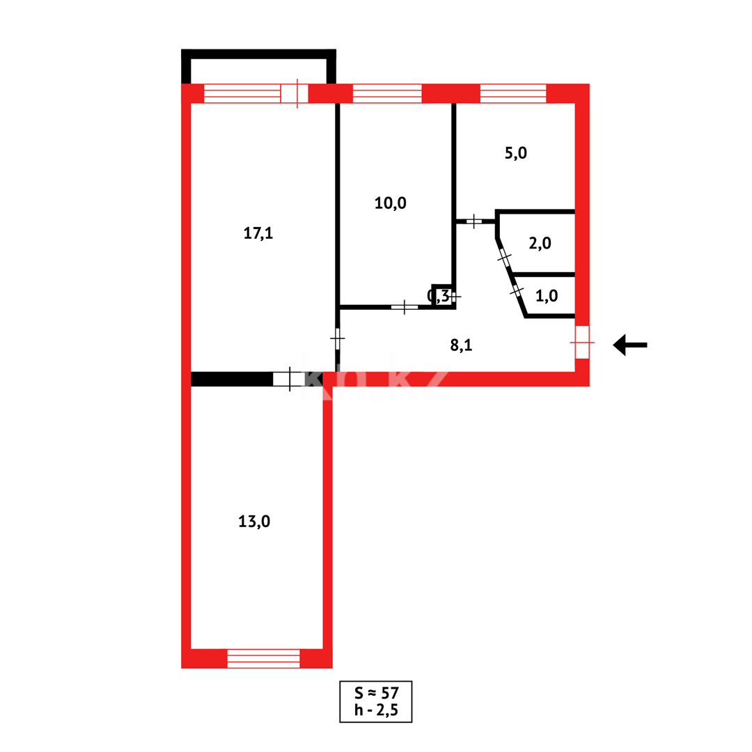 Продажа 3-комнатной квартиры, 57 м², ул. Локомотивная - Продажа квартир в Казахстане фото 10 из 10