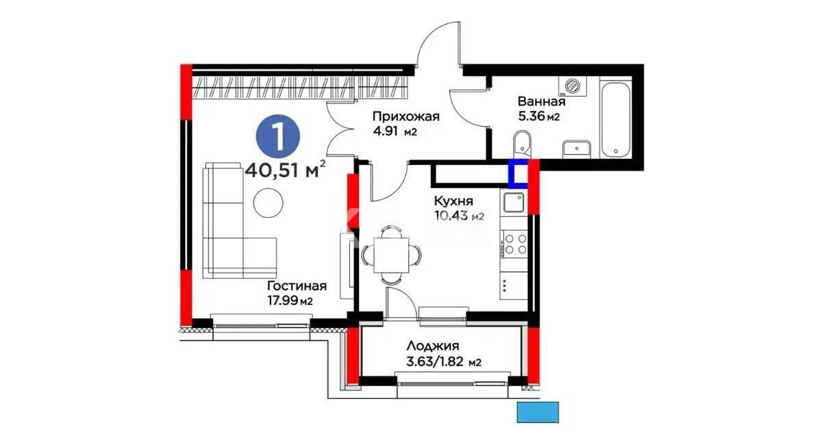 Продажа 1-комнатной квартиры, 40.5 м² - Продажа квартир в Астане без посредников - страница 36 фото 1 из 1
