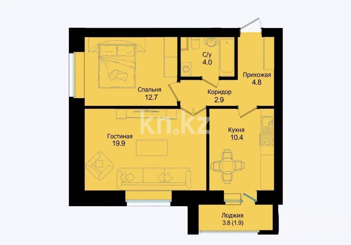 Продажа 2-комнатной квартиры, 56.6 м² - Продажа квартир в Казахстане - страница 16 фото 1 из 1