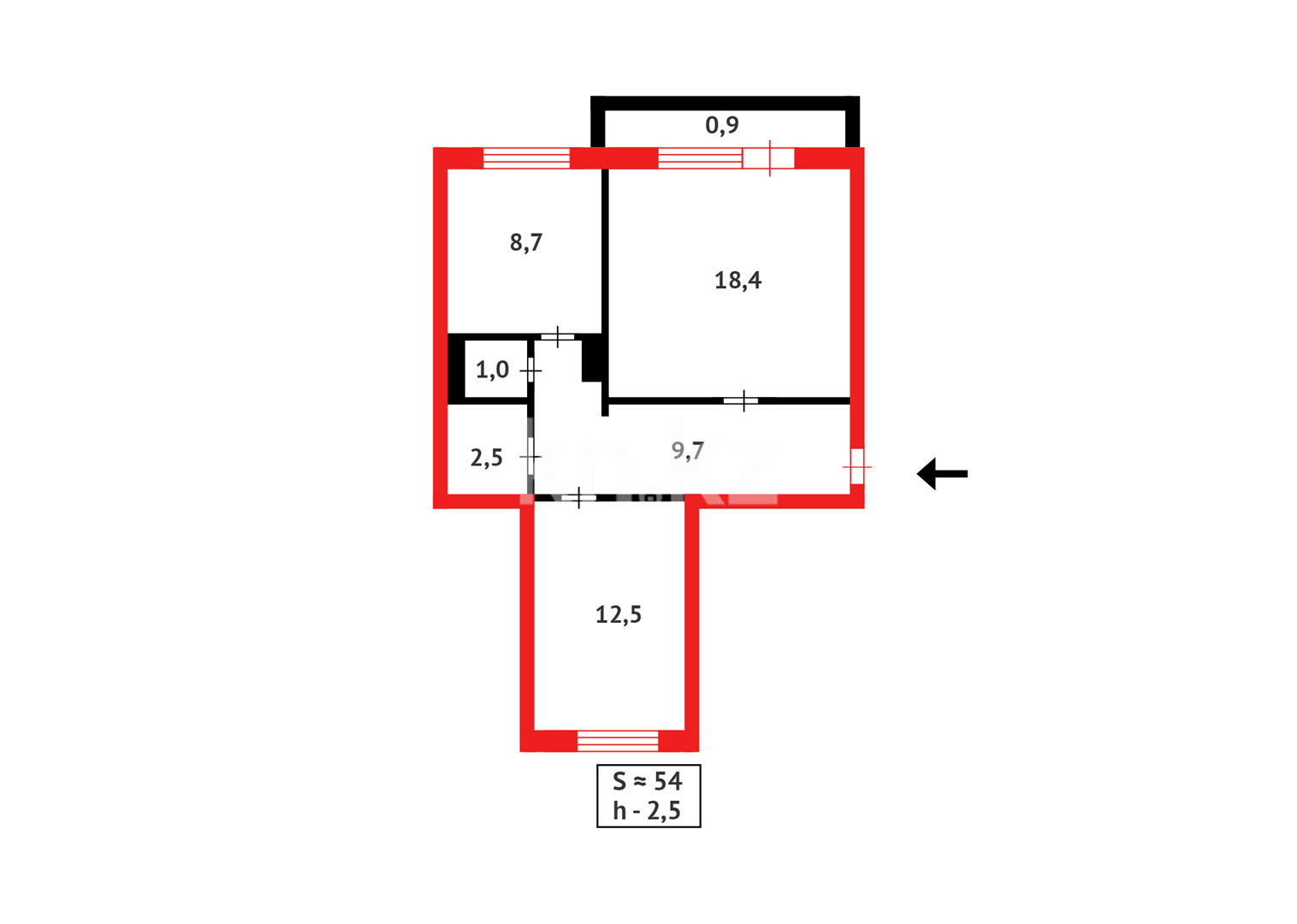 Продажа 2-комнатной квартиры, 53 м² в Караганде - фото 10