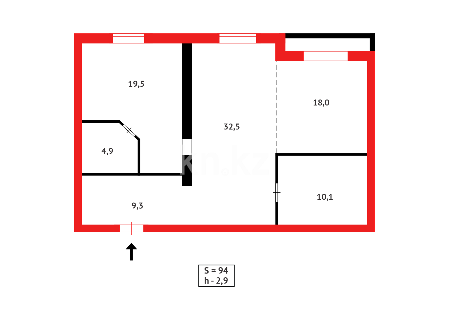 Продажа 2-комнатной квартиры, 94 м², ул. Аманжолова, дом  96/1 - Продажа  двухкомнатных квартир в новостройках Караганды фото 19 из 19