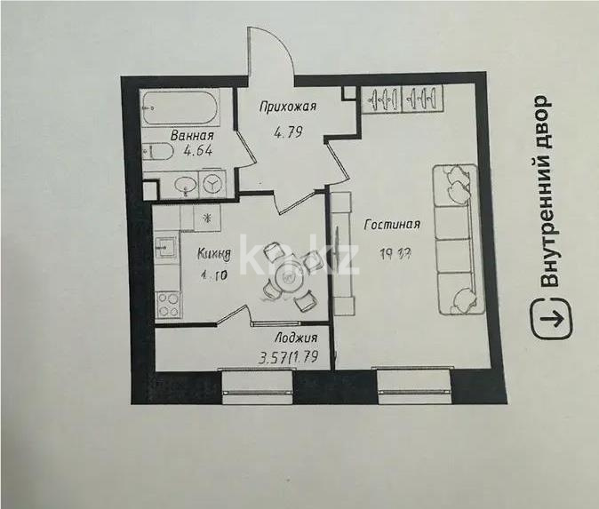 Продажа 1-комнатной квартиры, 41 м² в Астане