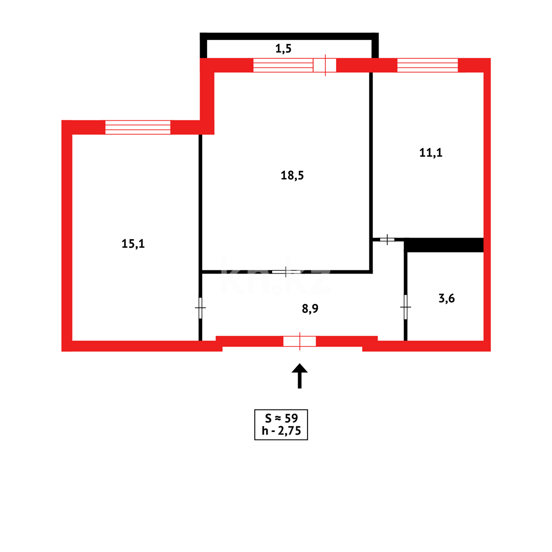Продажа 2-комнатной квартиры, 60 м² - Продажа двухкомнатных квартир в Караганде - страница 3 фото 17 из 17