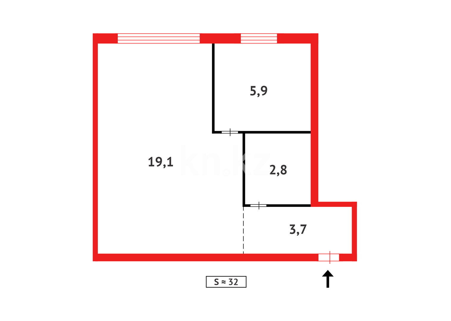 Продажа 1-комнатной квартиры, 32 м², ул. Пичугина - Продажа  однокомнатных квартир в Караганде фото 8 из 8