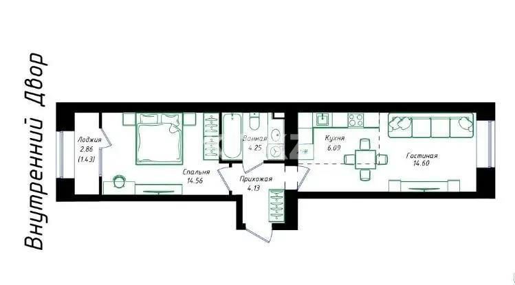 Продажа 2-комнатной квартиры, 45.06 м² - Продажа квартир в Казахстане - страница 16 фото 1 из 1