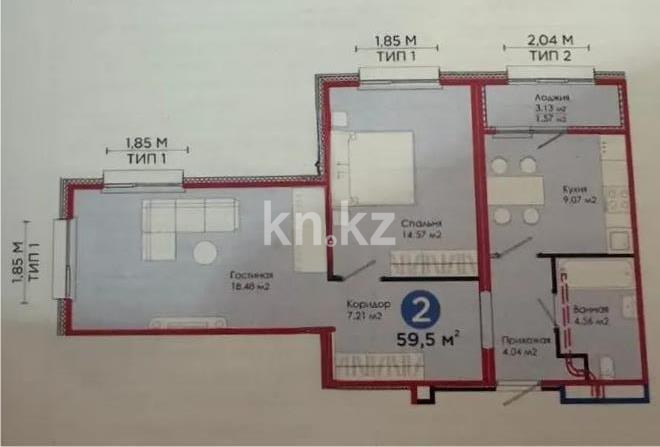 Продажа 2-комнатной квартиры, 60 м², ул. Бектурова, дом  11а - Продажа квартир в Казахстане фото 2 из 2