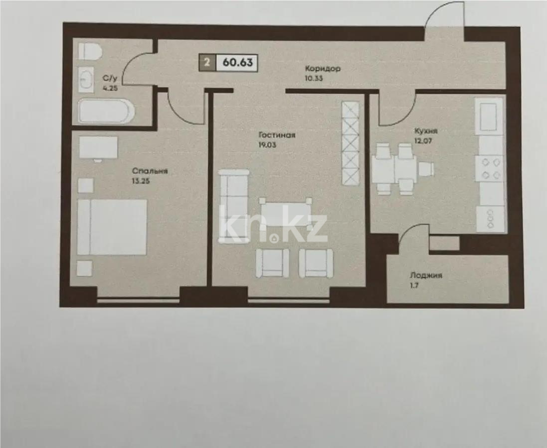 Продажа 2-комнатной квартиры, 60 м², пр. Туран, дом  67 - Продажа  двухкомнатных квартир в новостройках Астаны без посредников с фото фото 1 из 1
