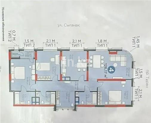 Продажа 4-комнатной квартиры, 127 м², пр. Туран, дом  41 - Продажа  четырехкомнатных квартир в новостройках Астаны без посредников с фото фото 1 из 1