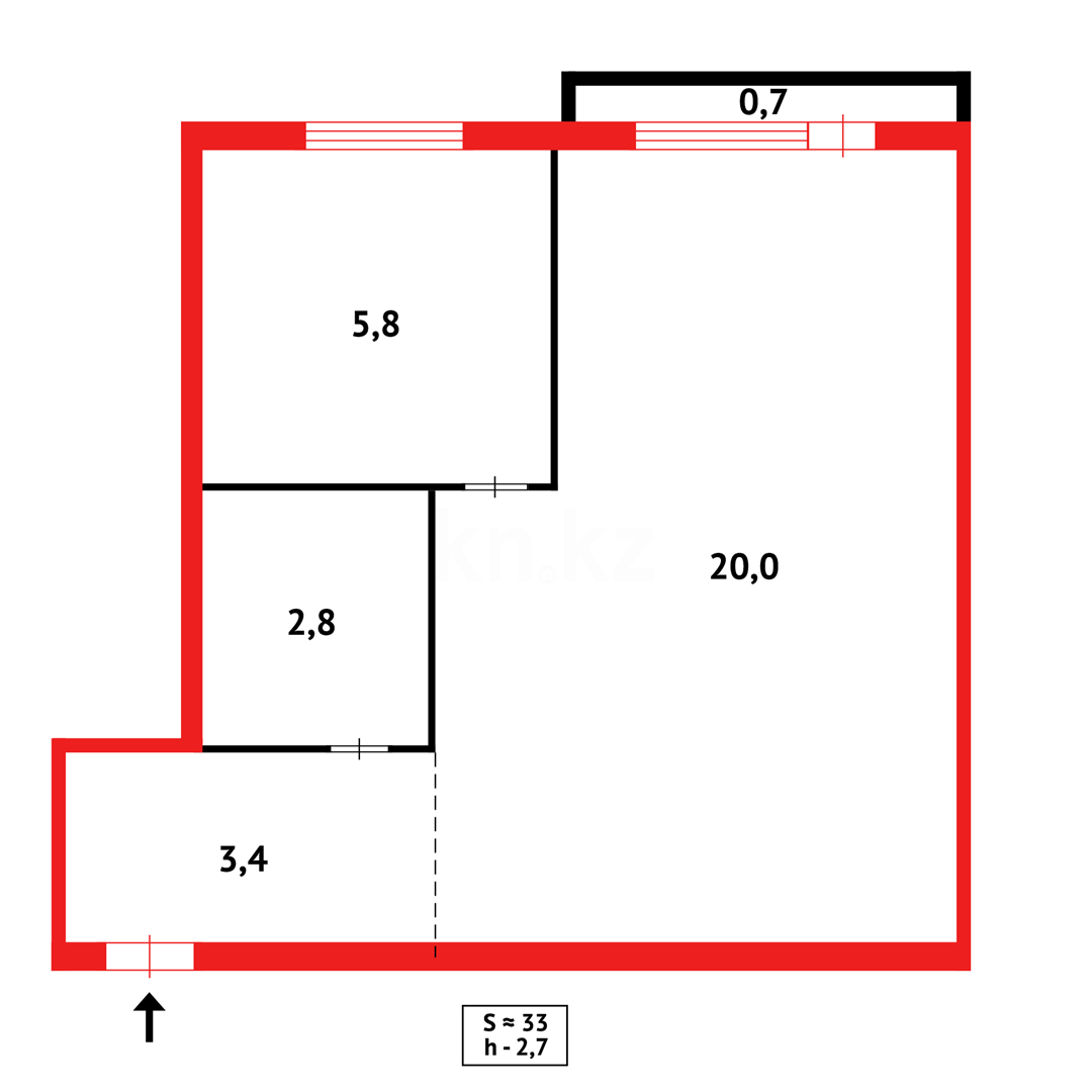 Продажа 1-комнатной квартиры, 31 м², ул. Зелинского - Продажа квартир в Караганде фото 7 из 7
